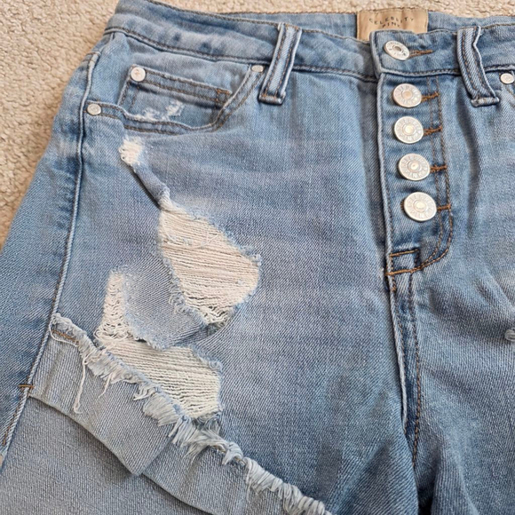 Women's Celebrity Pink Denim Shorts Size 5/27 Blue Distressed - Picture 3 of 8